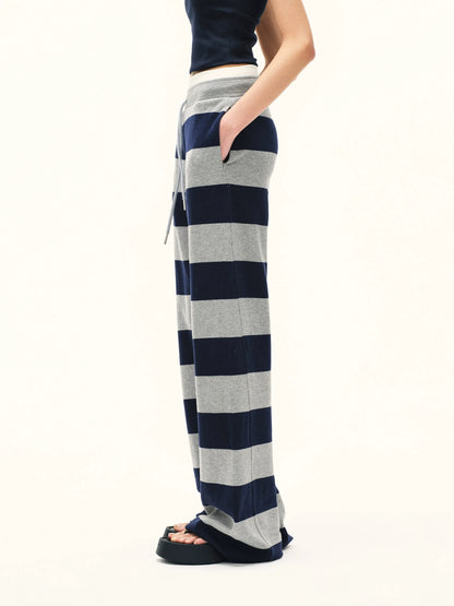 kvkv Double Waistband Striped Drawstring Joggers