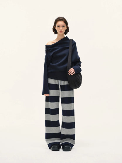 kvkv Double Waistband Striped Drawstring Joggers