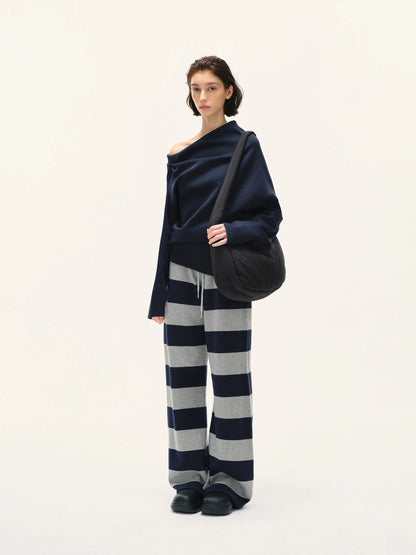 kvkv Double Waistband Striped Drawstring Joggers