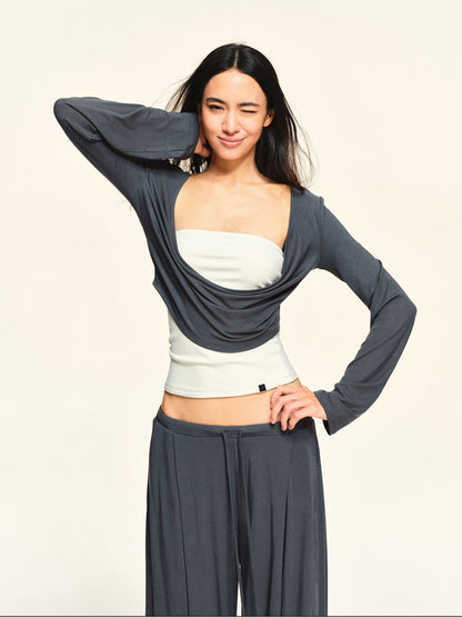 kvkv Draped Neck Long Sleeve Lyocell Women&