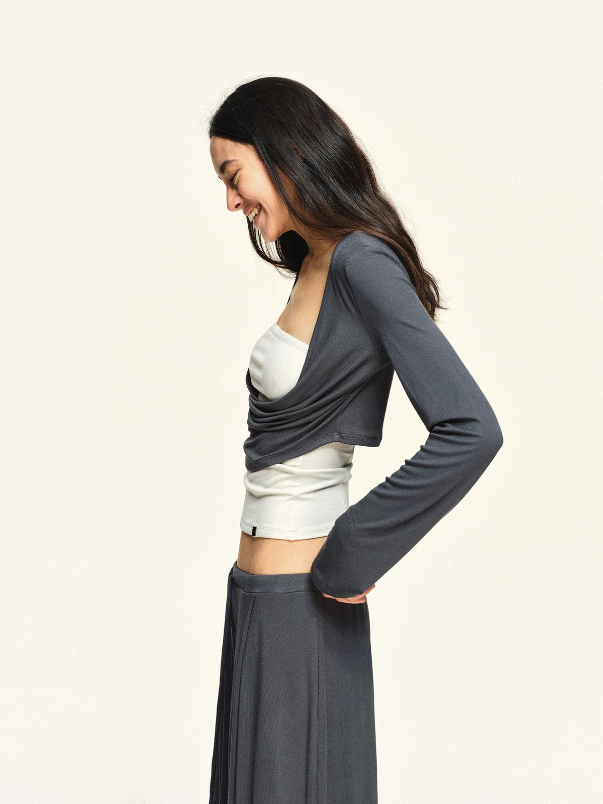 kvkv Draped Neck Long Sleeve Lyocell Women&