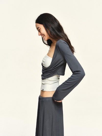kvkv Draped Neck Long Sleeve Lyocell Women&