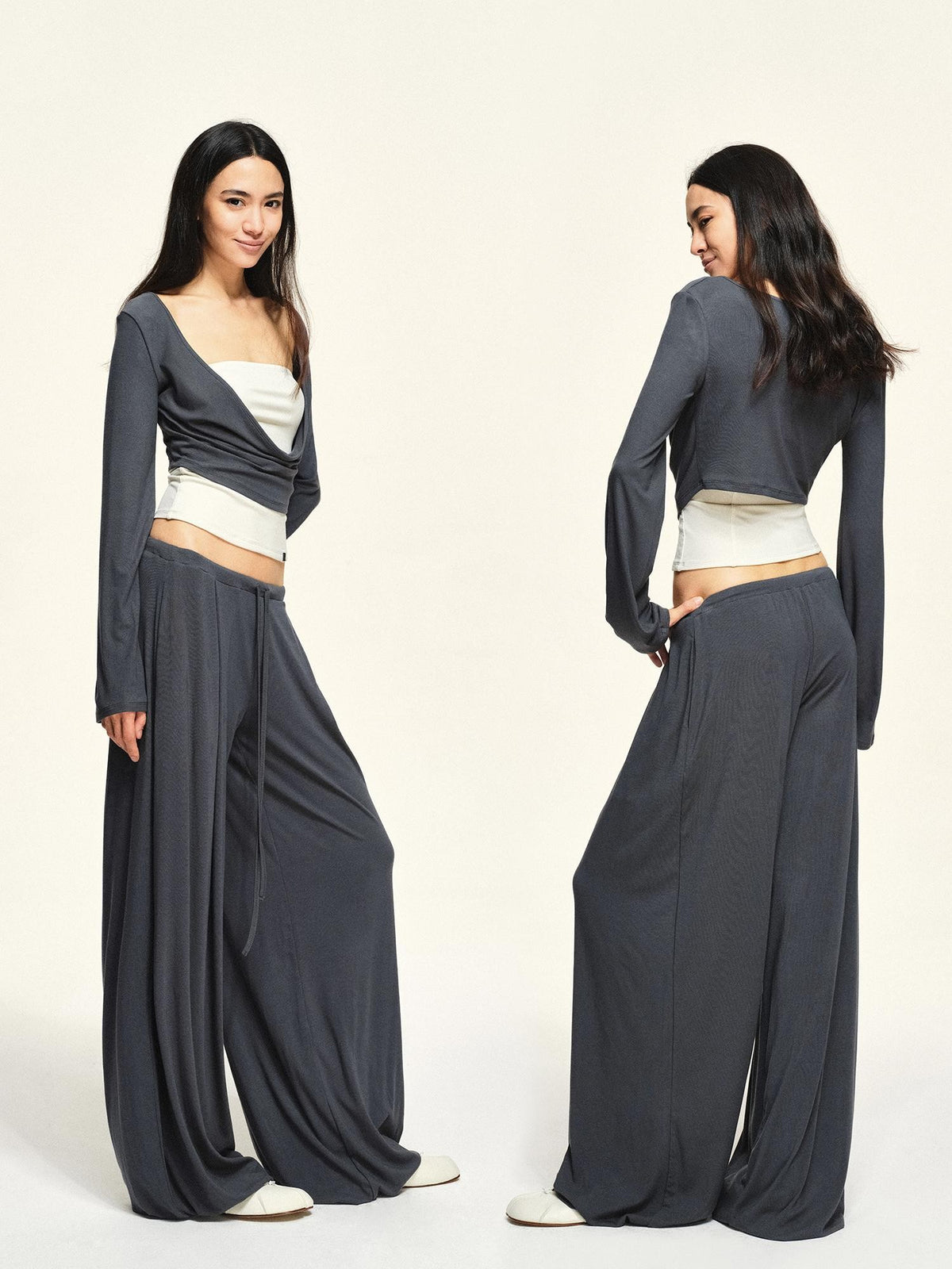 kvkv Draped Neck Long Sleeve Lyocell Women&