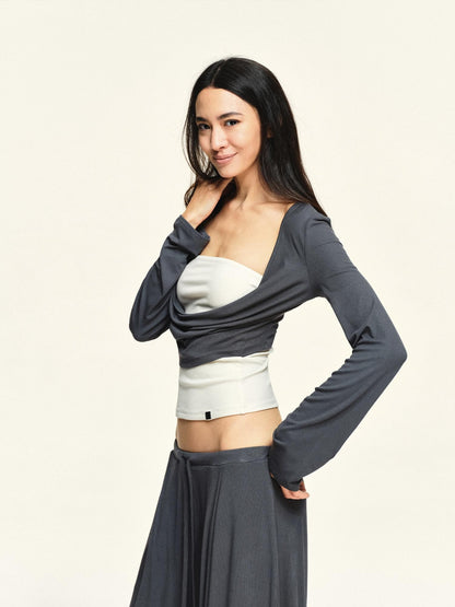 kvkv Draped Neck Long Sleeve Lyocell Women&
