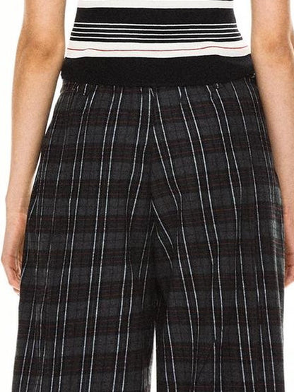 kvkv Drawstring Black Red Plaid Pants