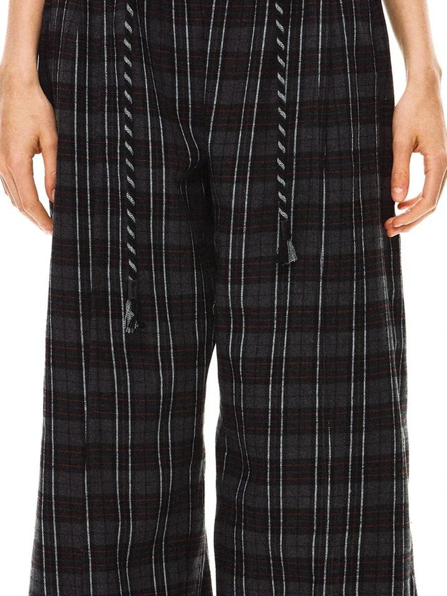 kvkv Drawstring Black Red Plaid Pants