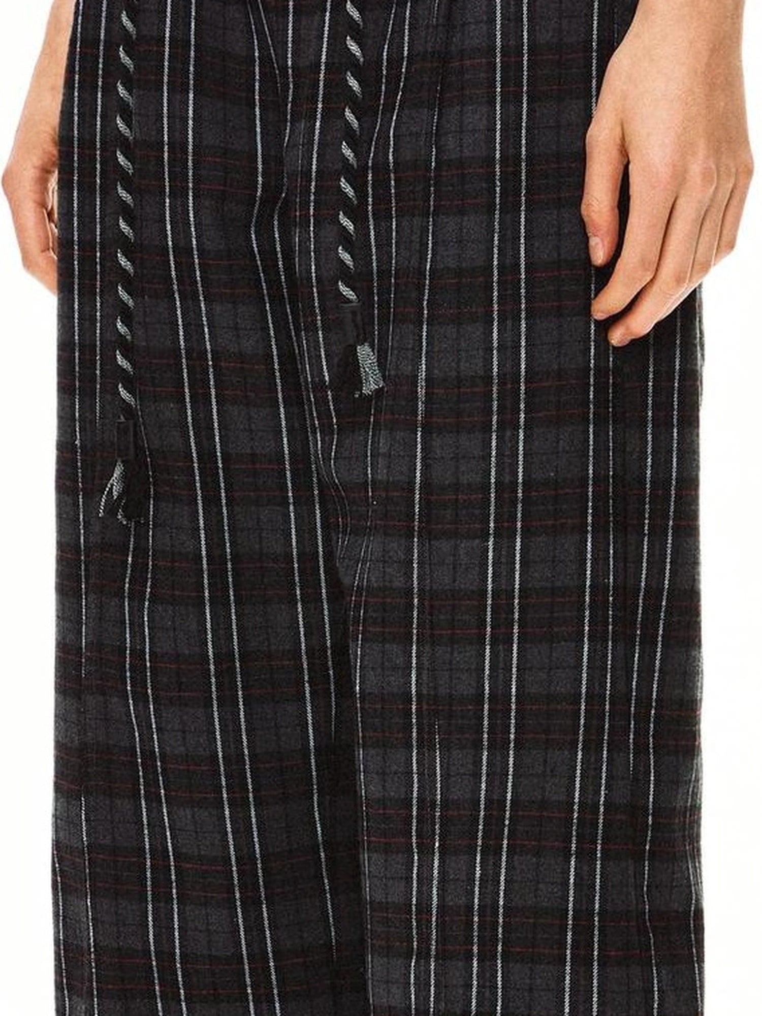 kvkv Drawstring Black Red Plaid Pants