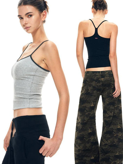kvkv Elastic Tank Top Slim Fit Cropped Cami