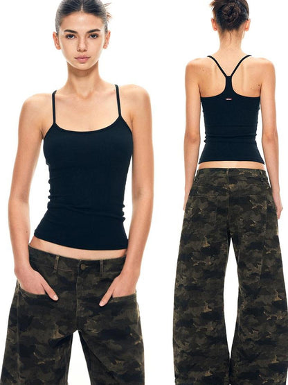 kvkv Elastic Tank Top Slim Fit Cropped Cami