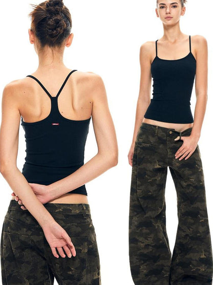kvkv Elastic Tank Top Slim Fit Cropped Cami