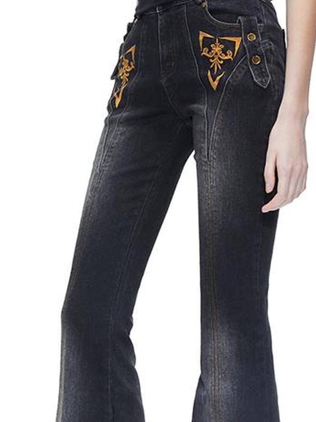 kvkv Embroidered Floral Palazzo Jeans