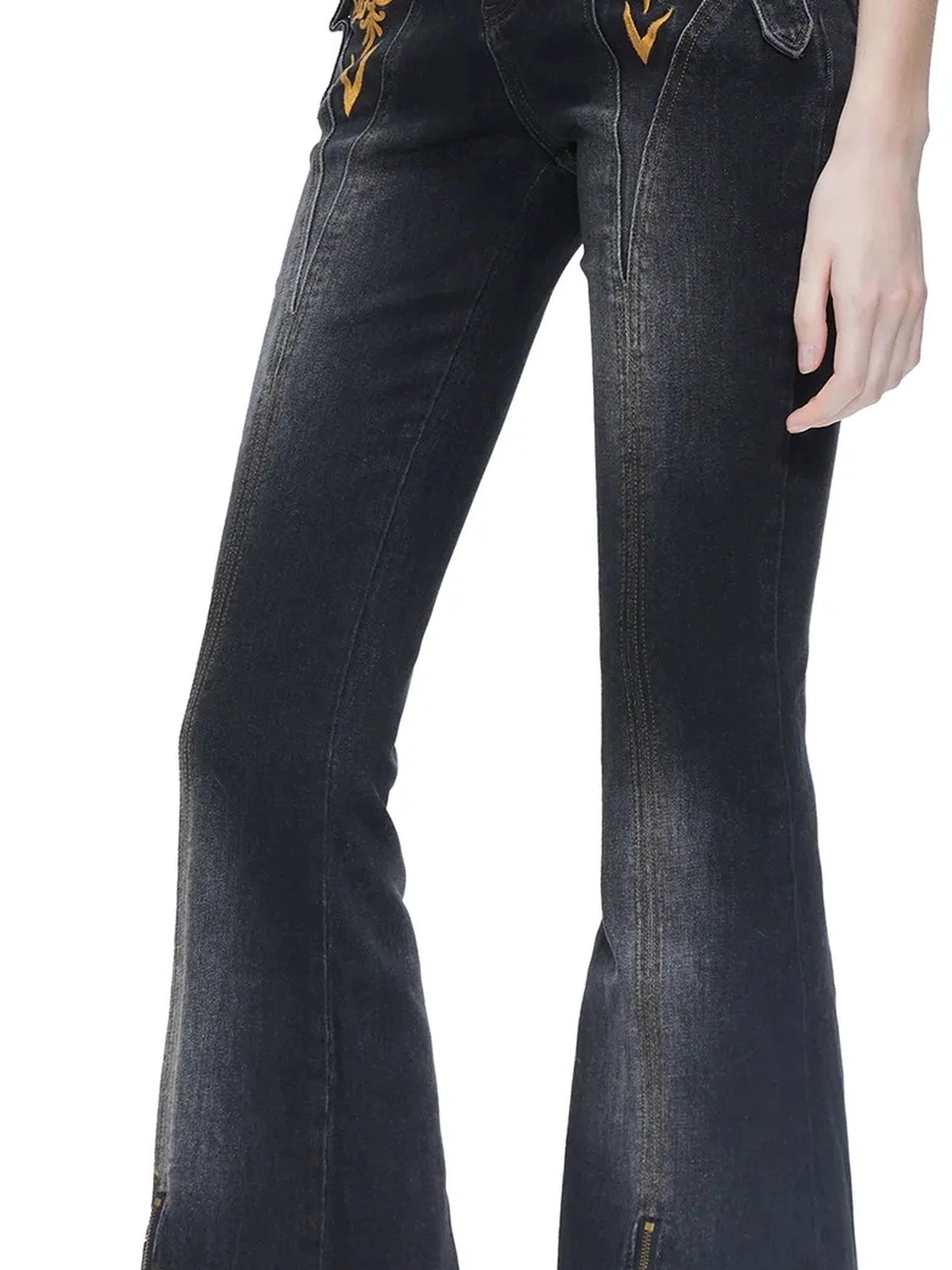 kvkv Embroidered Floral Palazzo Jeans