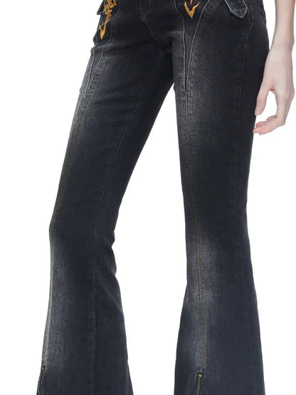 kvkv Embroidered Floral Palazzo Jeans