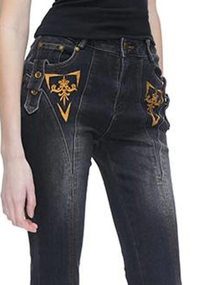 kvkv Embroidered Floral Palazzo Jeans