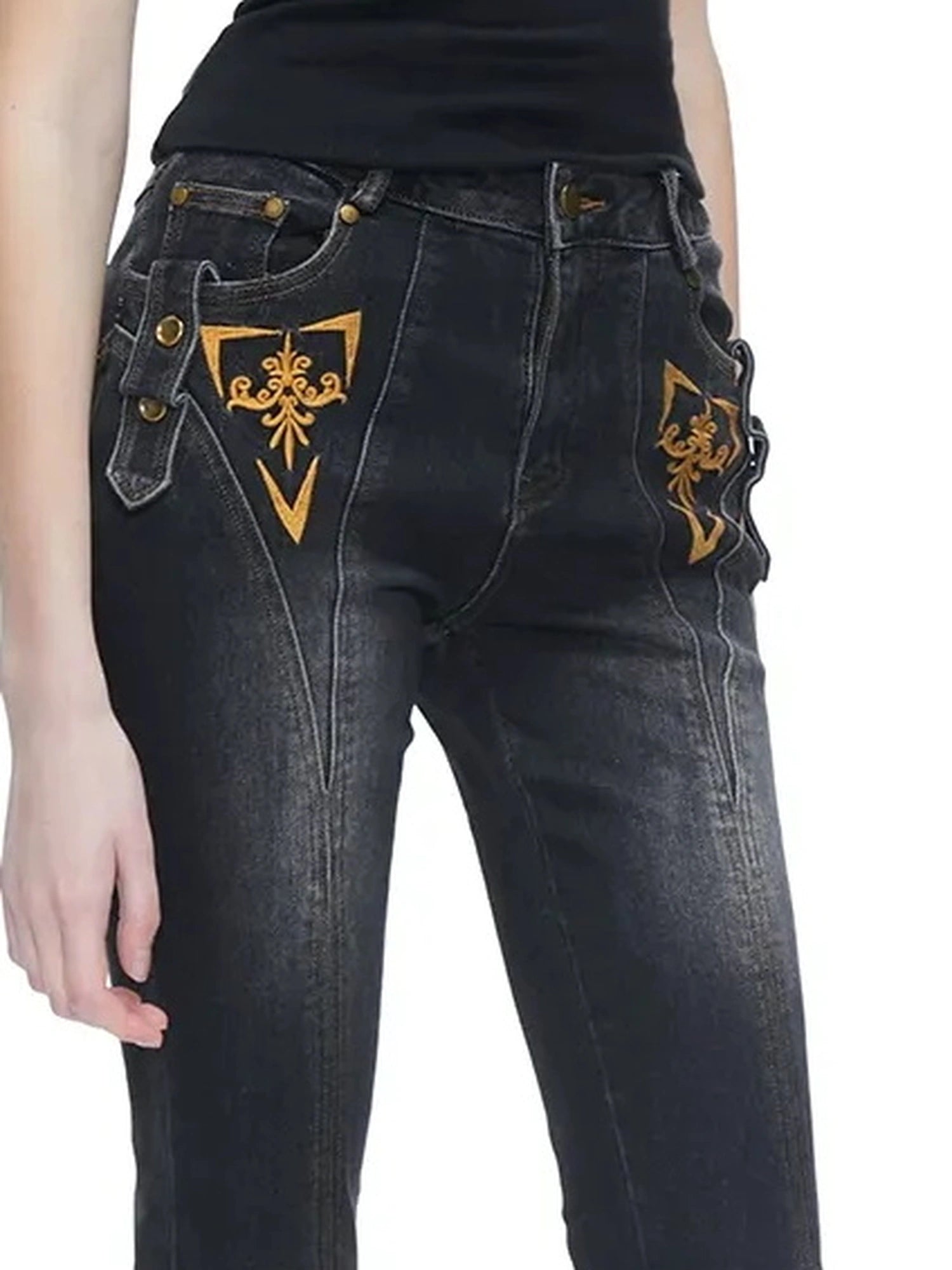 kvkv Embroidered Floral Palazzo Jeans