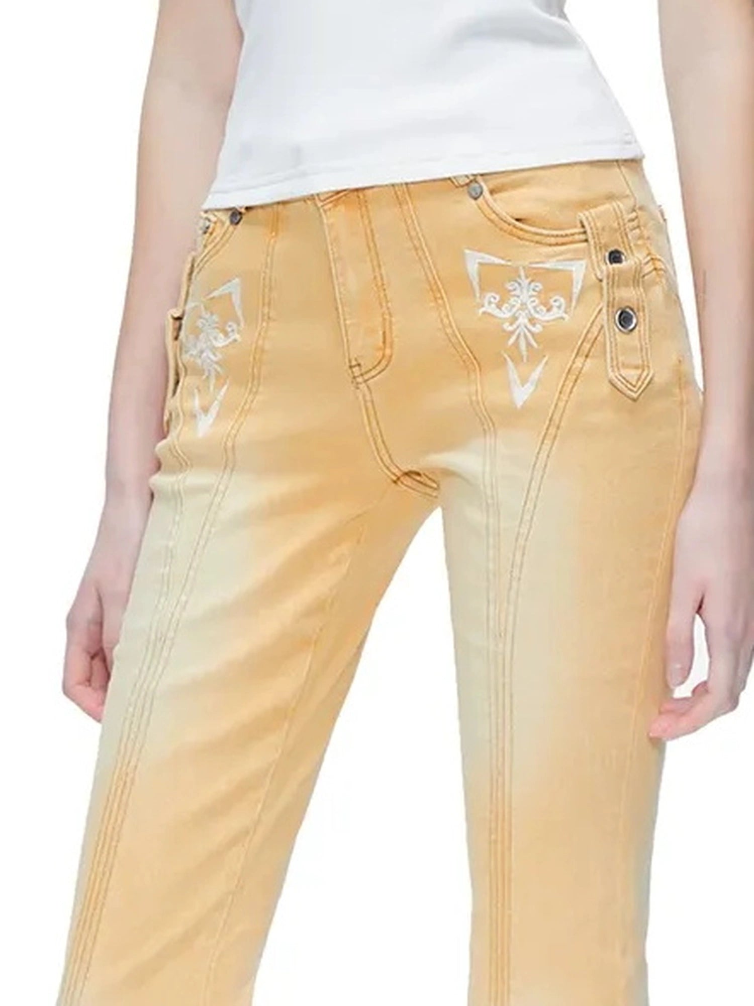 kvkv Embroidered Floral Palazzo Jeans