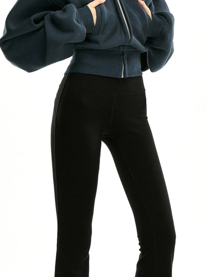 kvkv Faux Fur Hooded Zip Up Cropped Sweatshirt