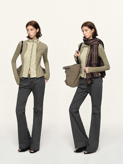 kvkv Faux Two Piece Color Block Slim Fit Cotton Women&