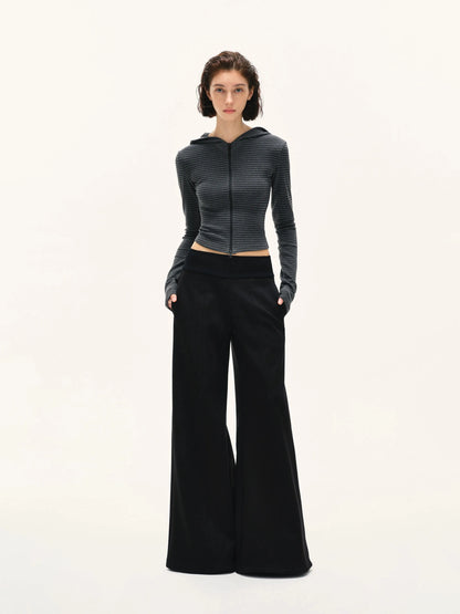 kvkv Fitted Cropped Hoodie With Stripes