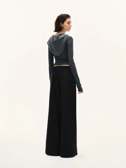 kvkv Fitted Cropped Hoodie With Stripes