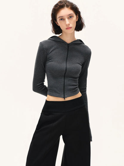kvkv Fitted Cropped Hoodie With Stripes