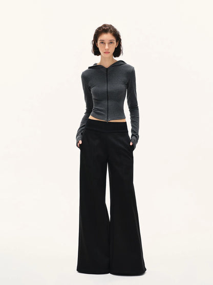 kvkv Fitted Cropped Hoodie With Stripes