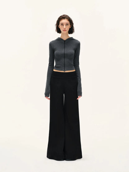 kvkv Fitted Cropped Hoodie With Stripes