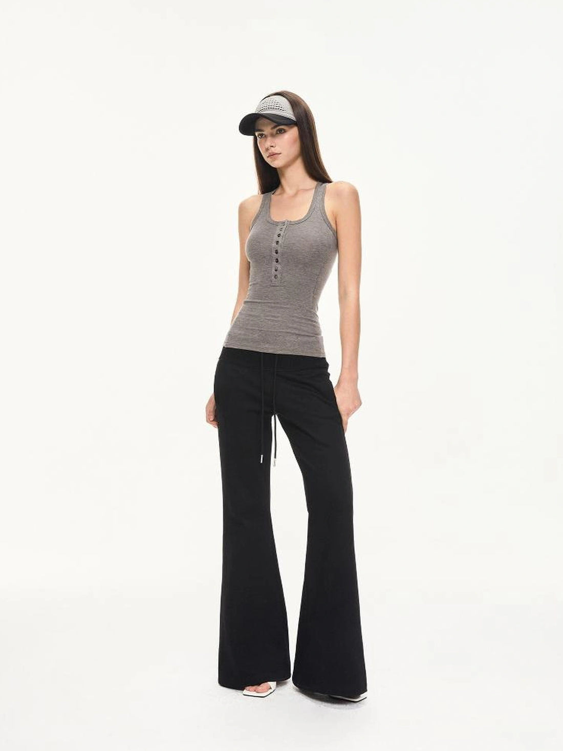KVKV Yoga Clothing Brand - Fitted Gray Waffle Knit Tank Top