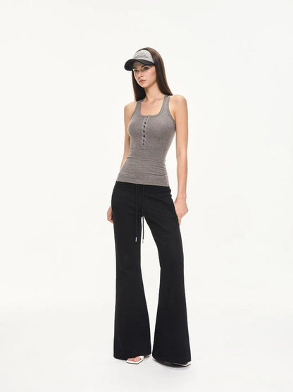 KVKV Yoga Clothing Brand - Fitted Gray Waffle Knit Tank Top