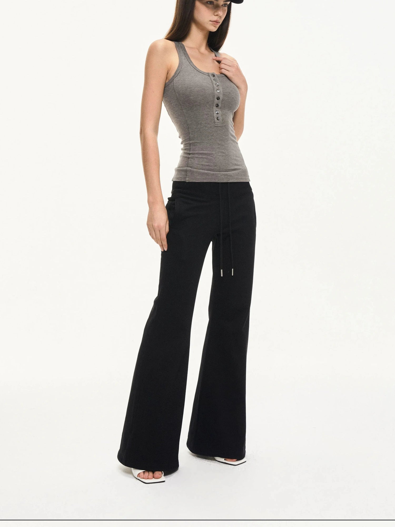 KVKV Yoga Clothing Brand - Fitted Gray Waffle Knit Tank Top