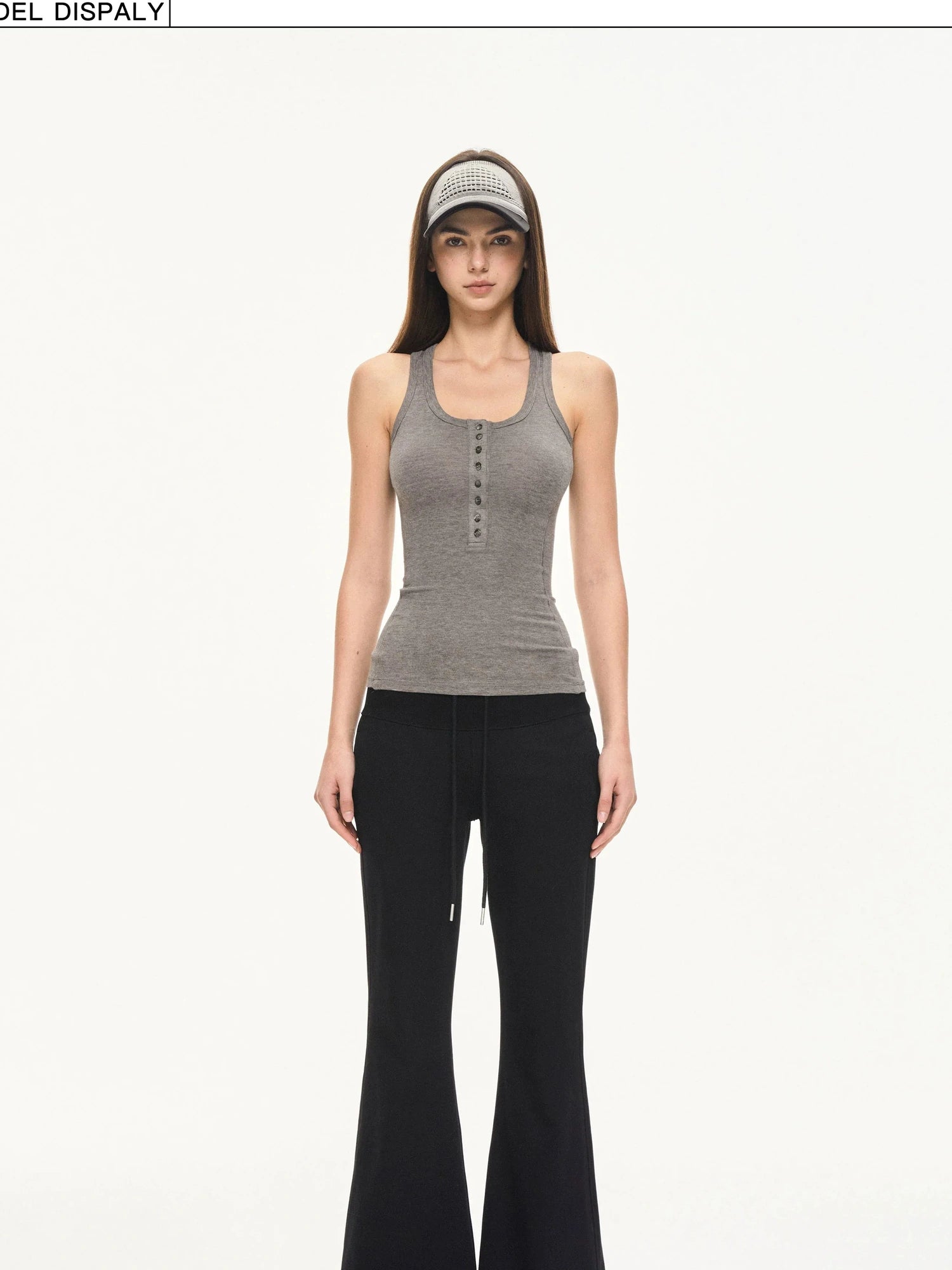 KVKV Yoga Clothing Brand - Fitted Gray Waffle Knit Tank Top
