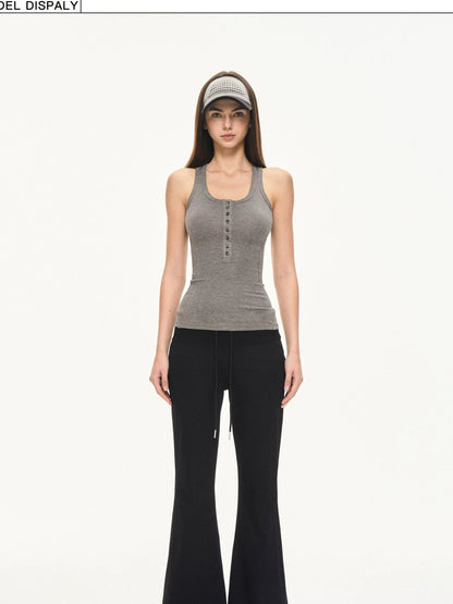 KVKV Yoga Clothing Brand - Fitted Gray Waffle Knit Tank Top