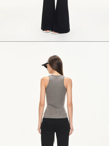 KVKV Yoga Clothing Brand - Fitted Gray Waffle Knit Tank Top