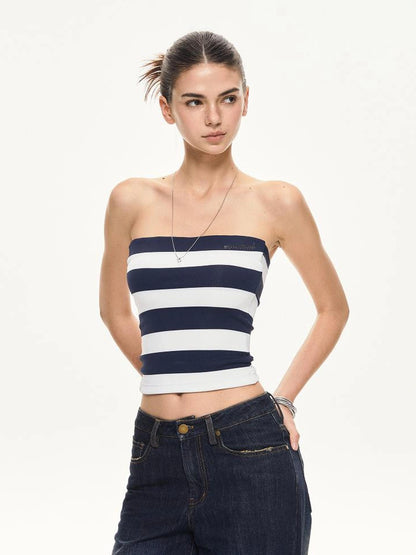kvkv Fitted Ribbed Glitter Bandeau Crop Top