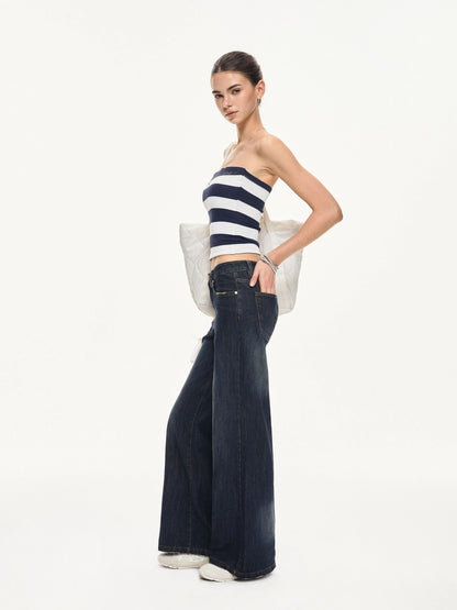 kvkv Fitted Ribbed Glitter Bandeau Crop Top