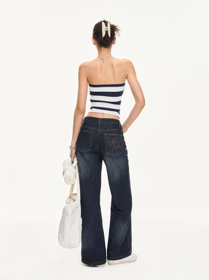 kvkv Fitted Ribbed Glitter Bandeau Crop Top