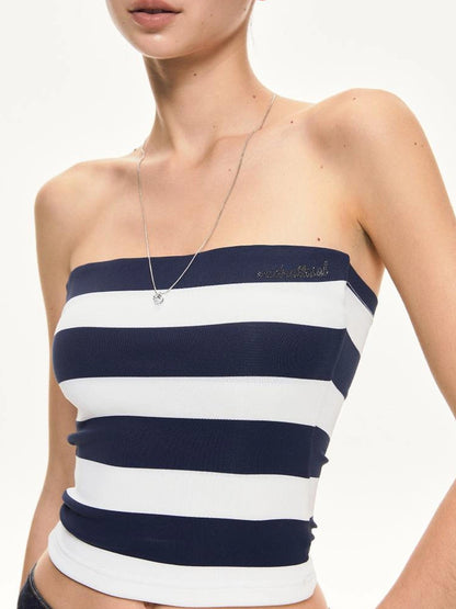 kvkv Fitted Ribbed Glitter Bandeau Crop Top