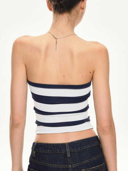 kvkv Fitted Ribbed Glitter Bandeau Crop Top