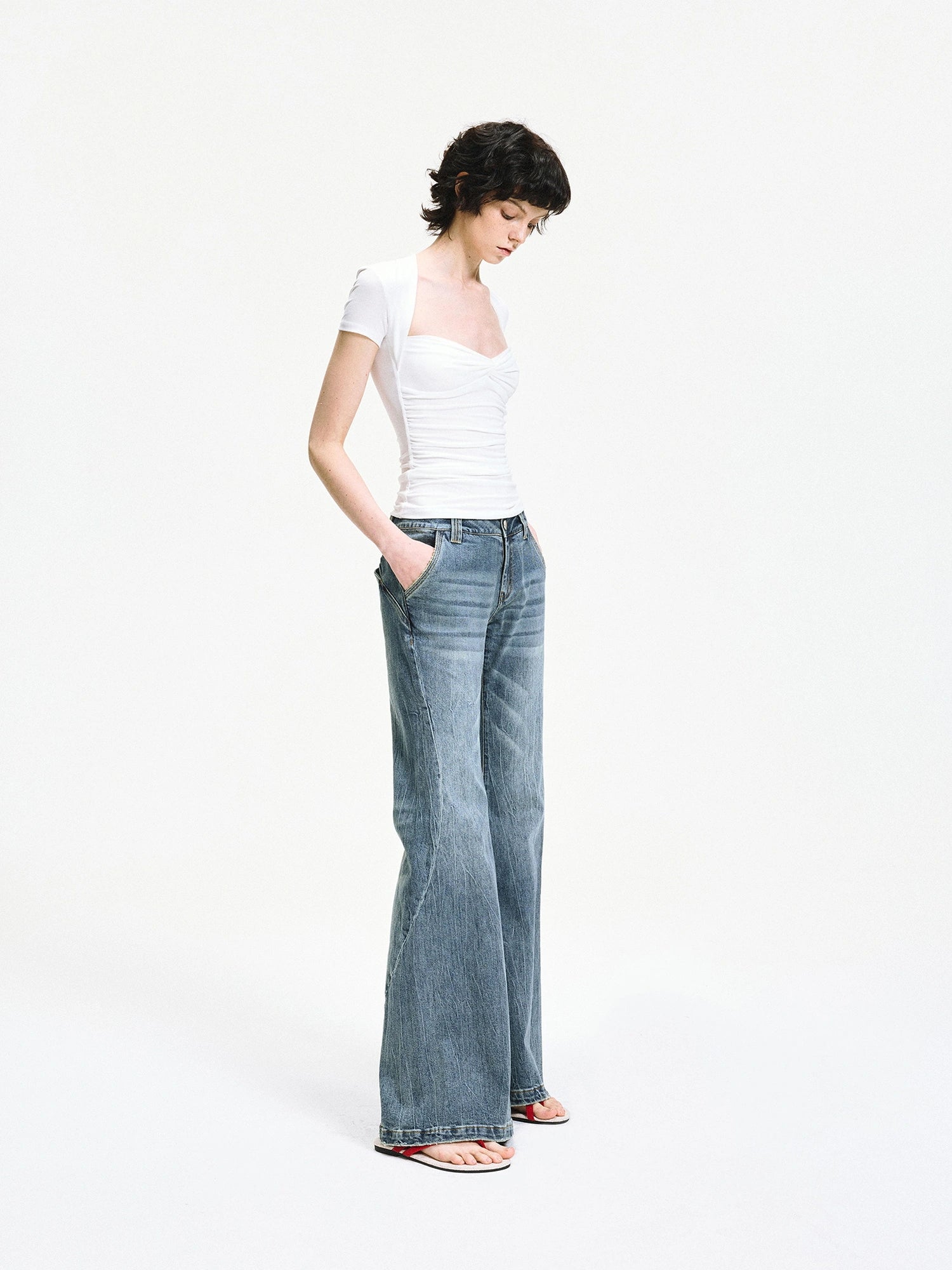 kvkv Fitted Square Neck Knot Detail Tee