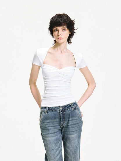 kvkv Fitted Square Neck Knot Detail Tee