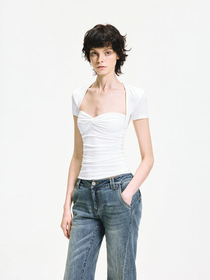 kvkv Fitted Square Neck Knot Detail Tee