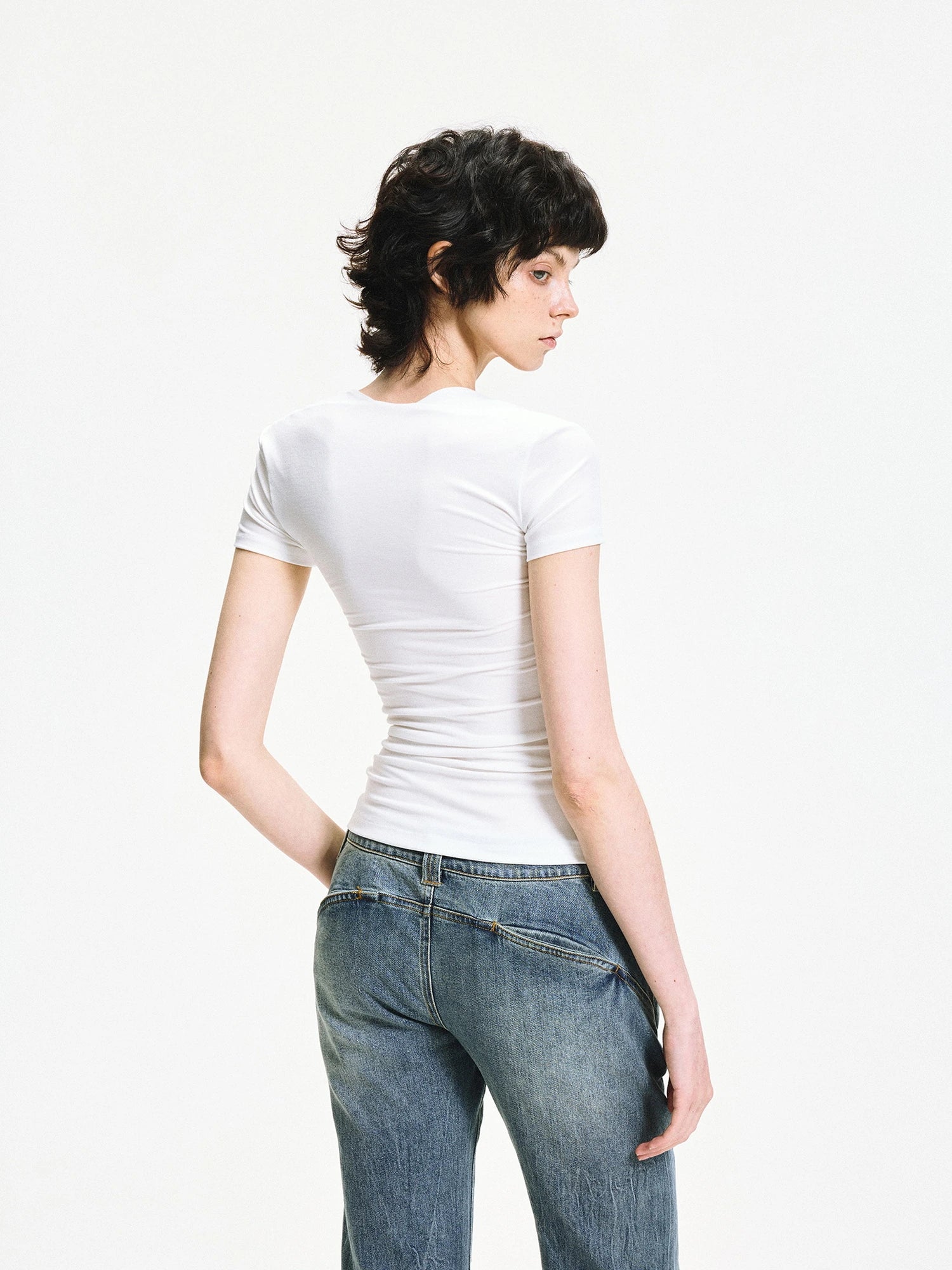 kvkv Fitted Square Neck Knot Detail Tee