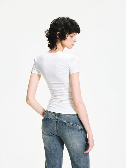 kvkv Fitted Square Neck Knot Detail Tee