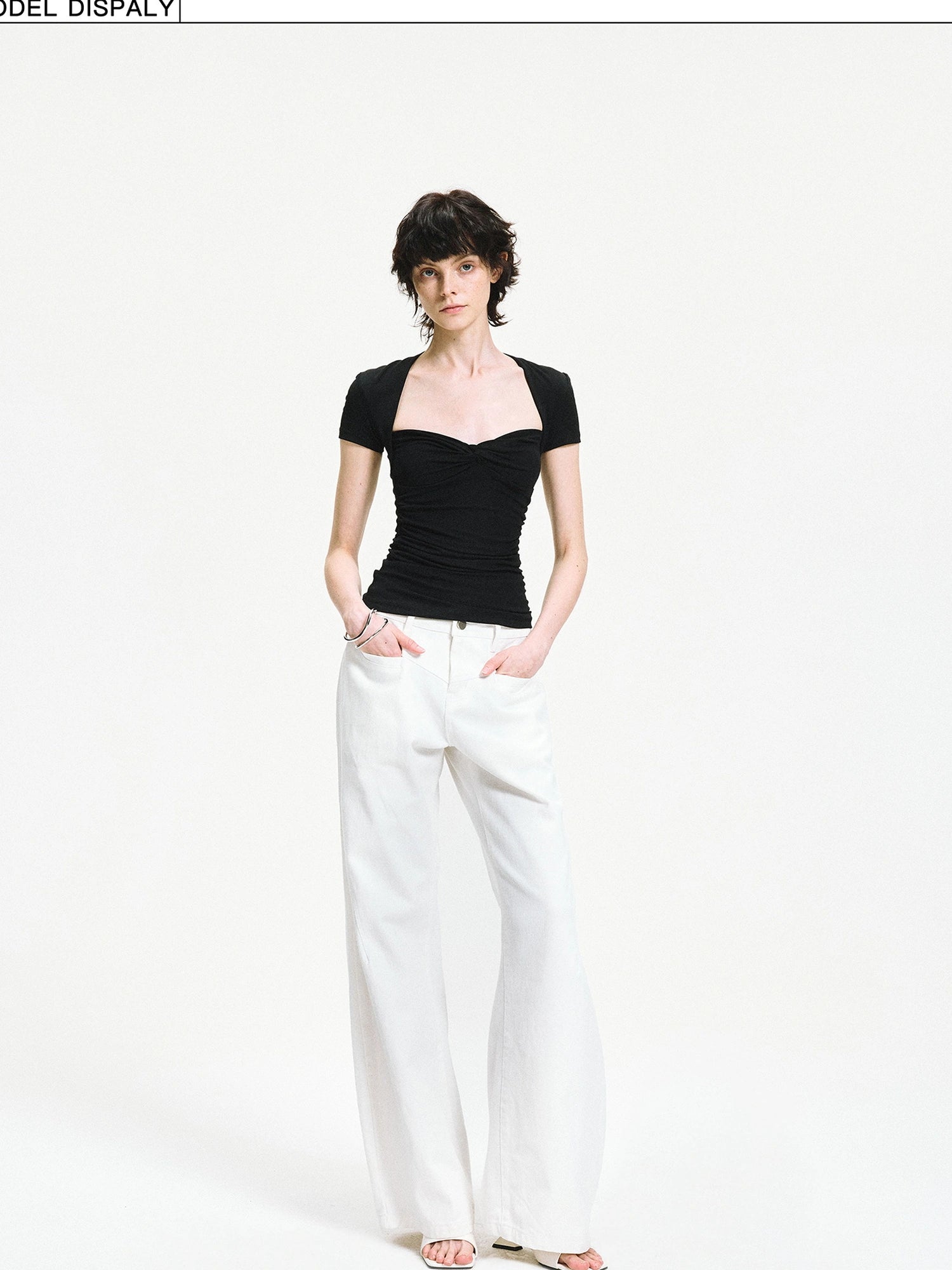 kvkv Fitted Square Neck Knot Detail Tee