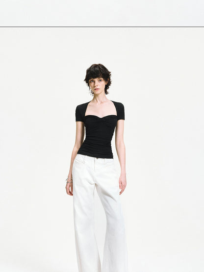 kvkv Fitted Square Neck Knot Detail Tee