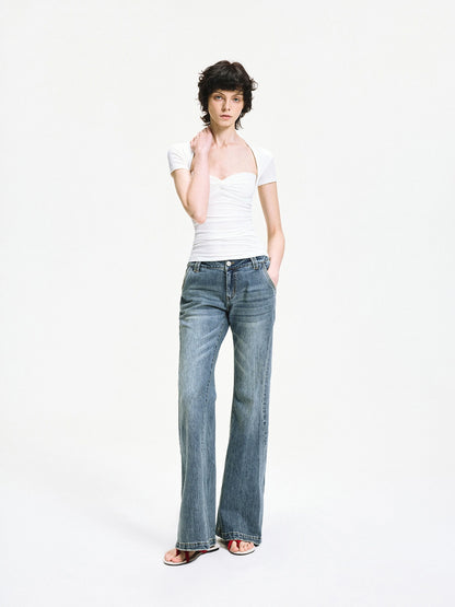 kvkv Fitted Square Neck Knot Detail Tee
