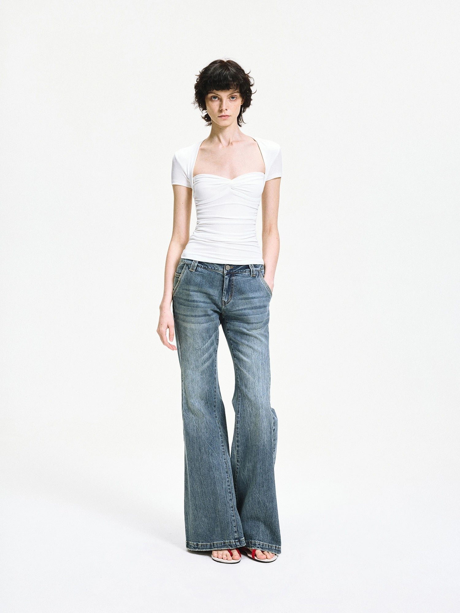 kvkv Fitted Square Neck Knot Detail Tee