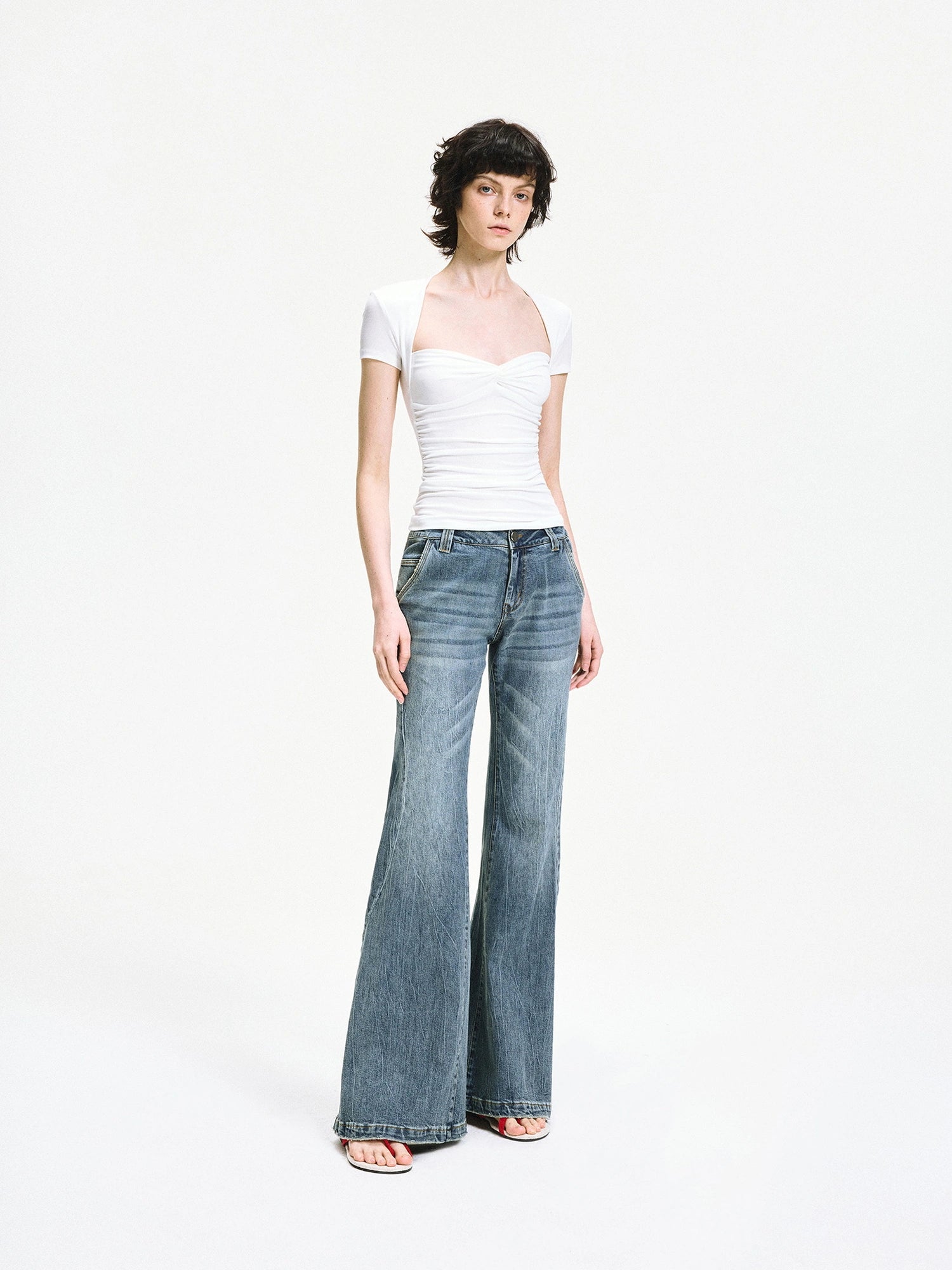 kvkv Fitted Square Neck Knot Detail Tee