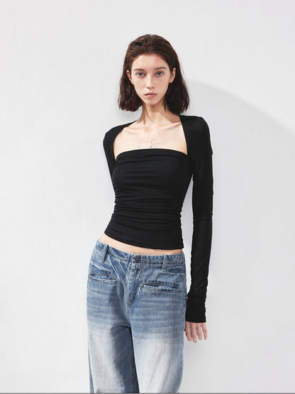 kvkv Fitted Square Neck Long Sleeve Tee