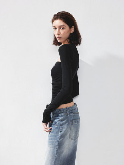 kvkv Fitted Square Neck Long Sleeve Tee